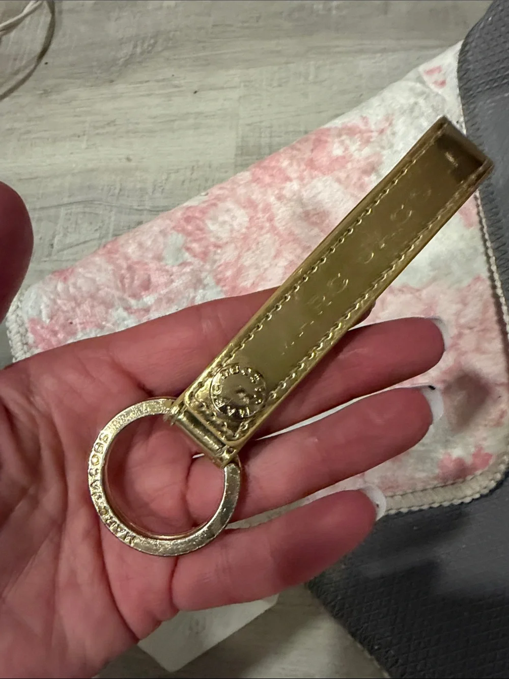 Marc Jacobs Metallic Gold Leather Key Ring Strap